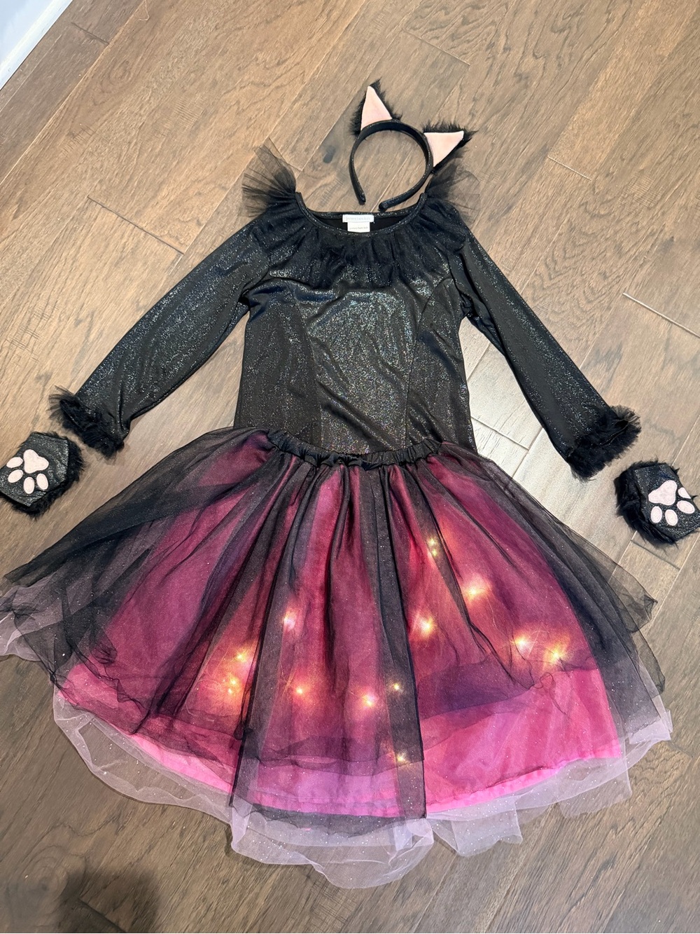 Pottery Barn Kids Light-Up Cat Costume with Ears and Paw Mitts